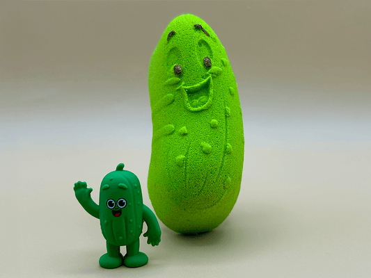 Kawaii Pickle Kids Bath Bomb with Cute Pickle Figurine Inside - Berwyn Betty's Bath & Body Shop