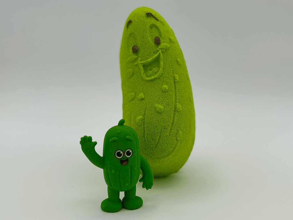 Kawaii Pickle Kids Bath Bomb with Cute Pickle Figurine Inside - Berwyn Betty's Bath & Body Shop