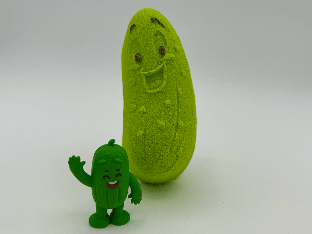 Kawaii Pickle Kids Bath Bomb with Cute Pickle Figurine Inside - Berwyn Betty's Bath & Body Shop