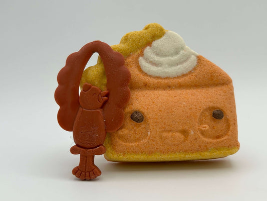Kawaii Pumpkin Pie Kids Bath Bomb with Turkey Finger Flinger Inside - Berwyn Betty's Bath & Body Shop