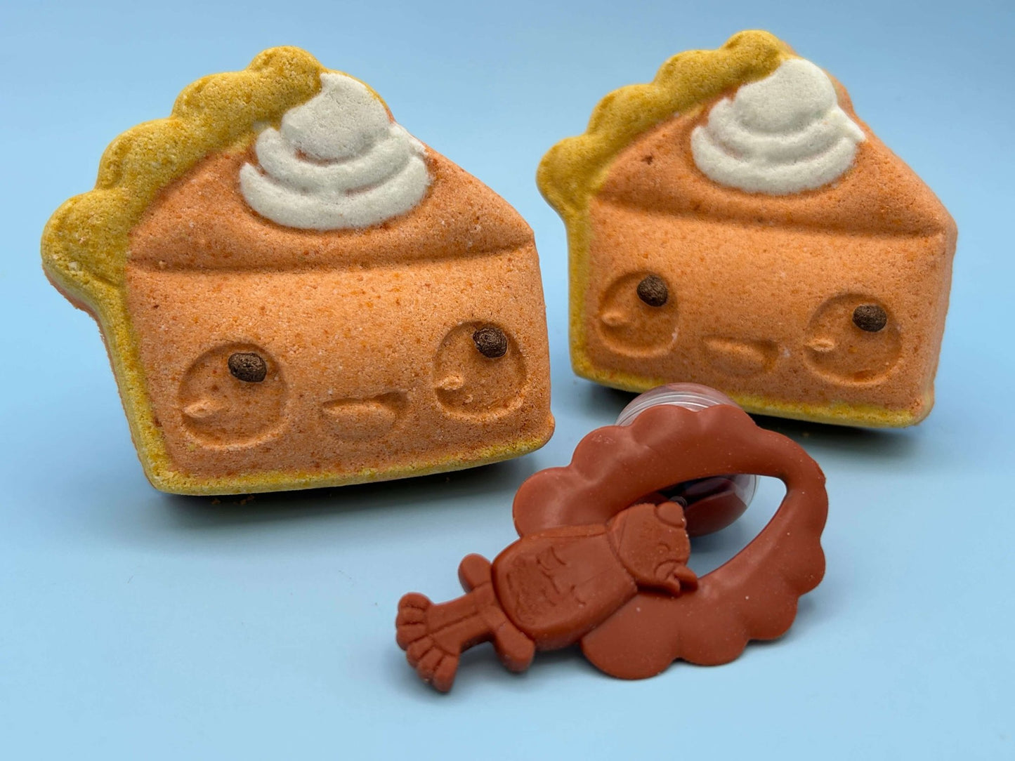 Kawaii Pumpkin Pie Kids Bath Bomb with Turkey Finger Flinger Inside - Berwyn Betty's Bath & Body Shop