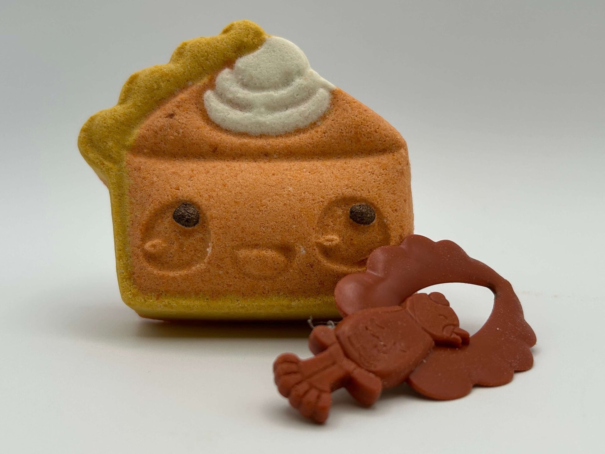 Kawaii Pumpkin Pie Kids Bath Bomb with Turkey Finger Flinger Inside - Berwyn Betty's Bath & Body Shop