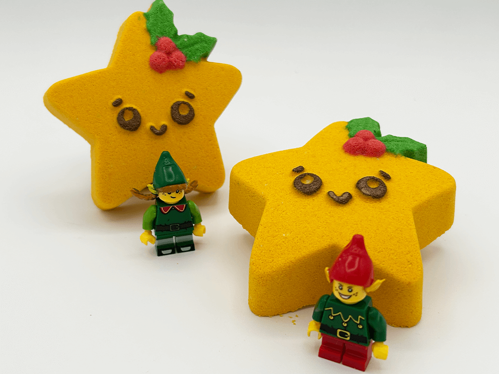 Kawaii Star Kids Bath Bomb with Elf Minifigure Inside - Berwyn Betty's Bath & Body Shop