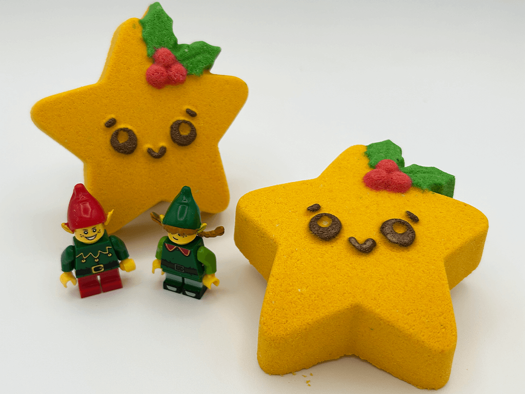 Kawaii Star Kids Bath Bomb with Elf Minifigure Inside - Berwyn Betty's Bath & Body Shop
