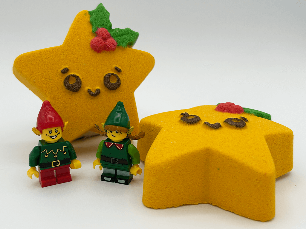 Kawaii Star Kids Bath Bomb with Elf Minifigure Inside - Berwyn Betty's Bath & Body Shop