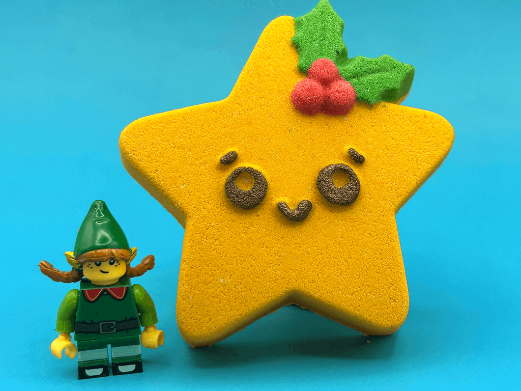 Kawaii Star Kids Bath Bomb with Elf Minifigure Inside - Berwyn Betty's Bath & Body Shop