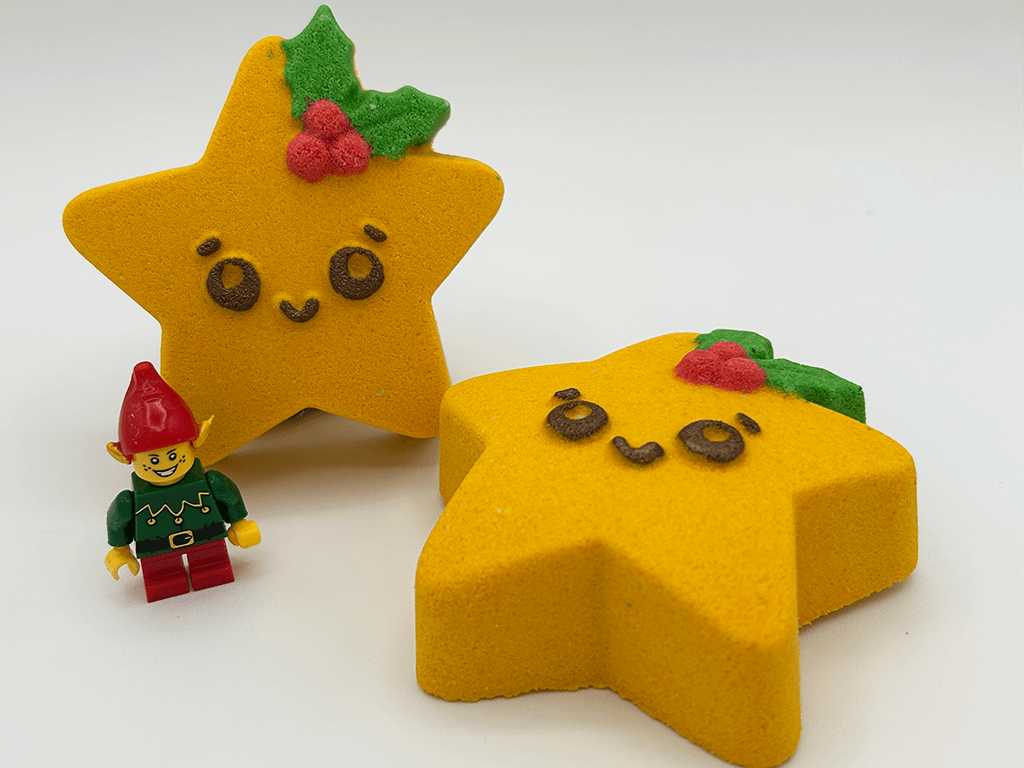 Kawaii Star Kids Bath Bomb with Elf Minifigure Inside - Berwyn Betty's Bath & Body Shop