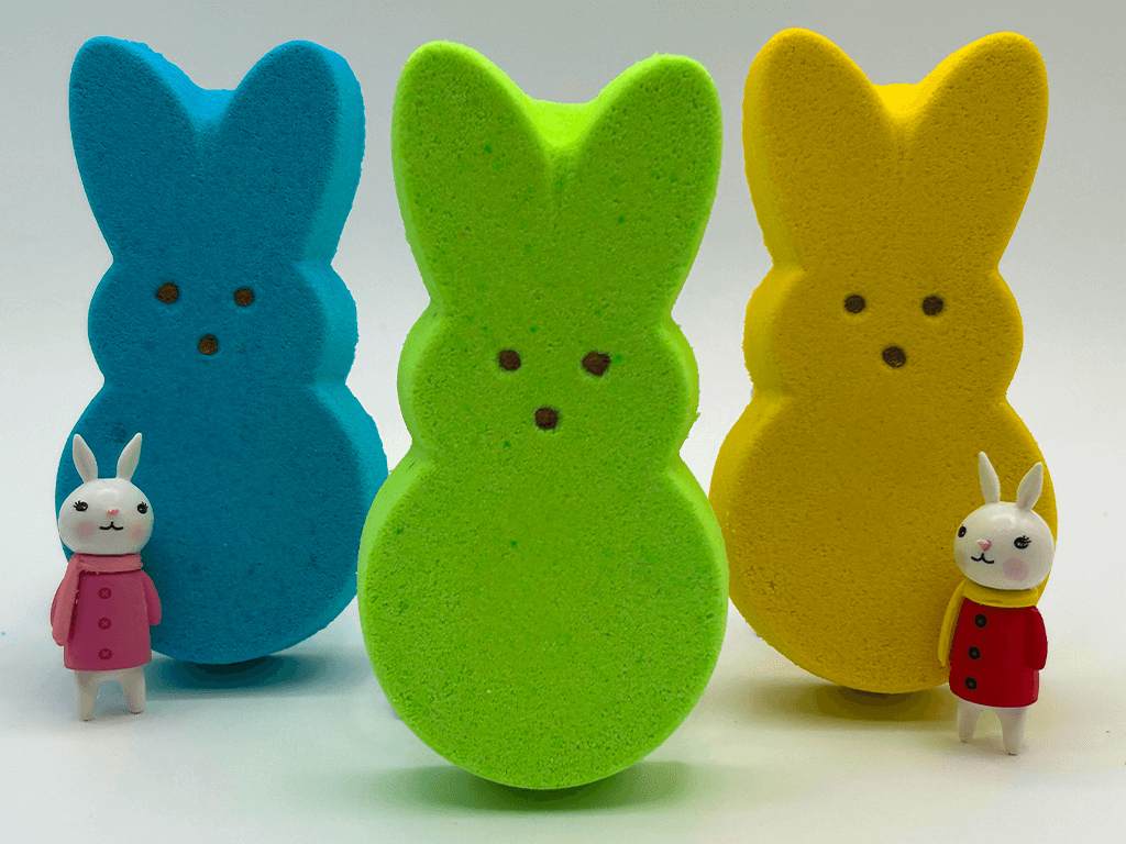 Large Easter Peep Kids Bath Bomb with Bunny Figure Toy Inside - Berwyn Betty's Bath & Body Shop
