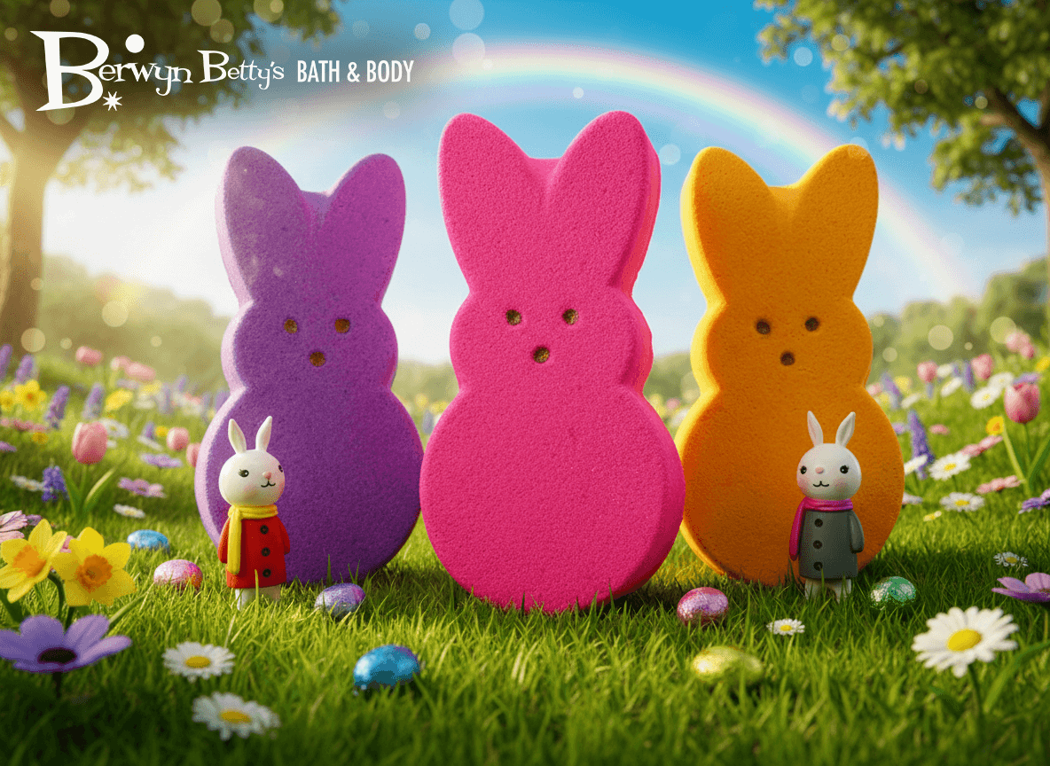 Large Easter Peep Kids Bath Bomb with Bunny Figure Toy Inside - Berwyn Betty's Bath & Body Shop
