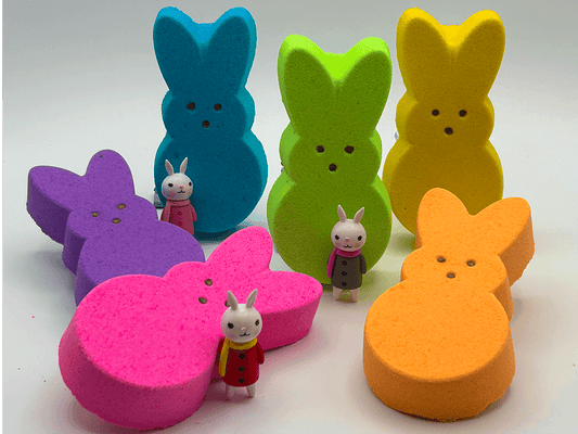 Large Easter Peep Kids Bath Bomb with Bunny Figure Toy Inside - Berwyn Betty's Bath & Body Shop