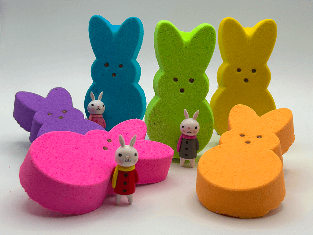 Large Easter Peep Kids Bath Bomb with Bunny Figure Toy Inside - Berwyn Betty's Bath & Body Shop