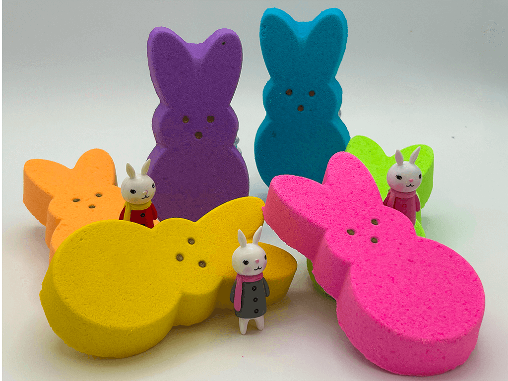 Large Easter Peep Kids Bath Bomb with Bunny Figure Toy Inside - Berwyn Betty's Bath & Body Shop