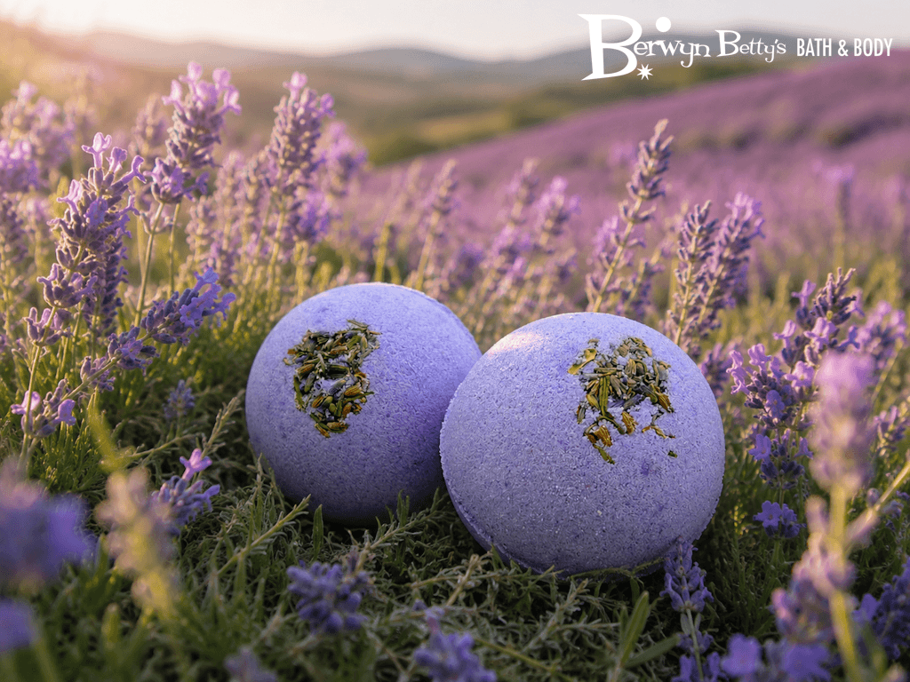 Lavender Scented Bath Bombs with Handcrafted Soap Inside - 2 ct - Berwyn Betty's Bath & Body Shop
