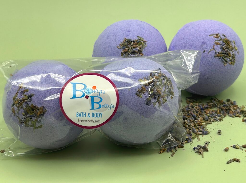 Lavender Scented Bath Bombs with Handmade Soap Inside - 2 ct - Berwyn Betty's Bath & Body Shop