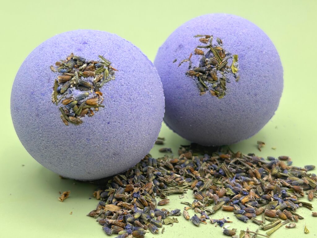 Lavender Scented Bath Bombs with Handmade Soap Inside - 2 ct - Berwyn Betty's Bath & Body Shop