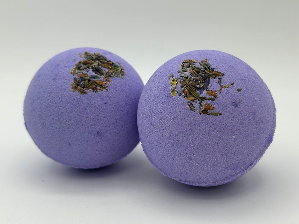 Lavender Scented Bath Bombs with Handmade Soap Inside - 2 ct - Berwyn Betty's Bath & Body Shop