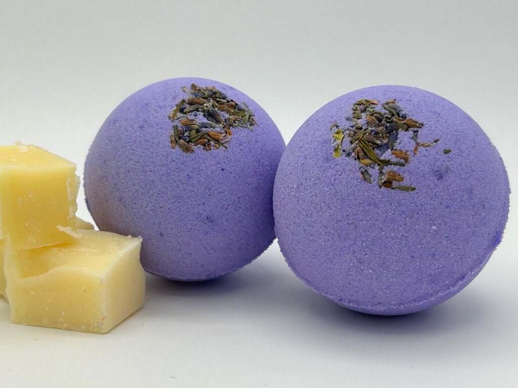 Lavender Scented Bath Bombs with Handmade Soap Inside - 2 ct - Berwyn Betty's Bath & Body Shop