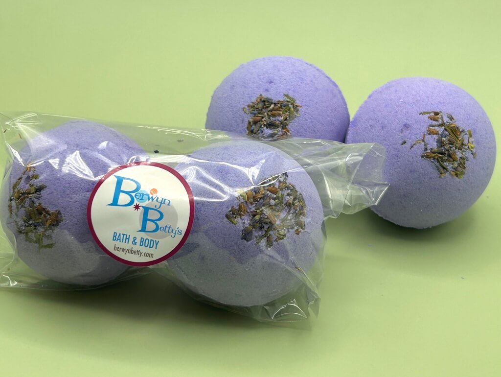 Lavender Scented Bath Bombs with Handmade Soap Inside - 2 ct - Berwyn Betty's Bath & Body Shop