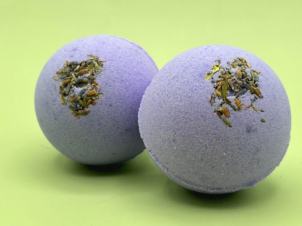 Lavender Scented Bath Bombs with Handmade Soap Inside - 2 ct - Berwyn Betty's Bath & Body Shop