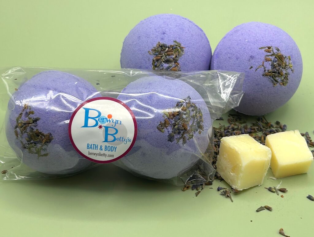 Lavender Scented Bath Bombs with Handmade Soap Inside - 2 ct - Berwyn Betty's Bath & Body Shop