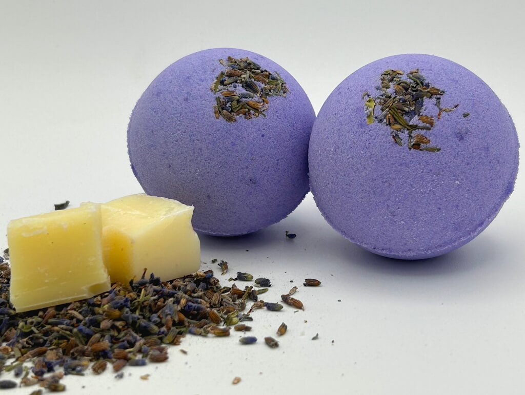 Lavender Scented Bath Bombs with Handmade Soap Inside - 2 ct - Berwyn Betty's Bath & Body Shop