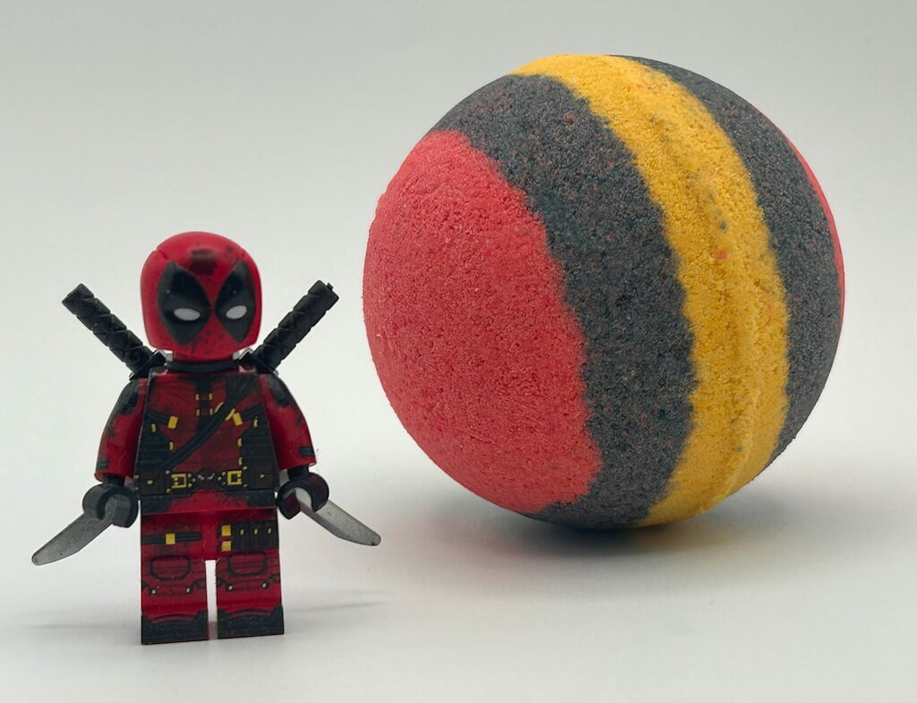 LIMITED EDITION: Deadpool Superhero Bath Bomb with Toy Figure Inside - Berwyn Betty's Bath & Body Shop