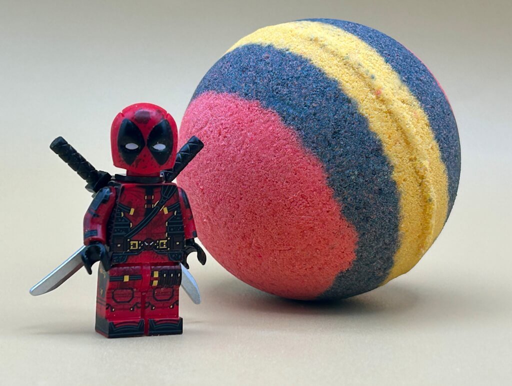 LIMITED EDITION: Deadpool Superhero Bath Bomb with Toy Figure Inside - Berwyn Betty's Bath & Body Shop