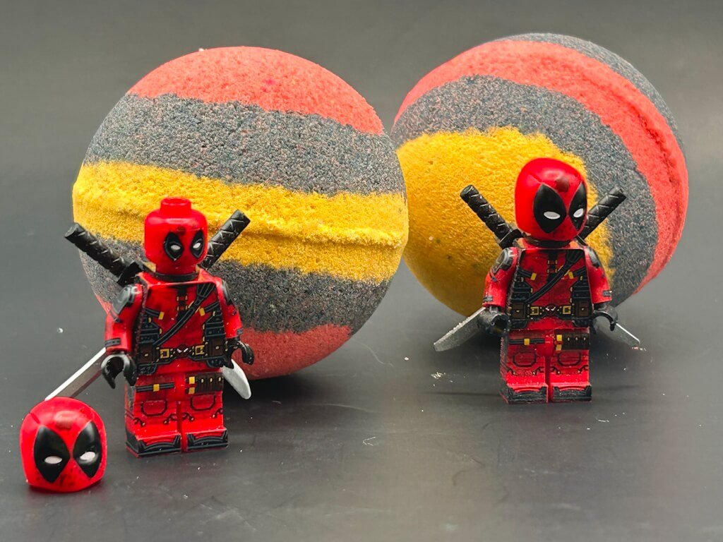 LIMITED EDITION: Deadpool Superhero Bath Bomb with Toy Figure Inside - Berwyn Betty's Bath & Body Shop