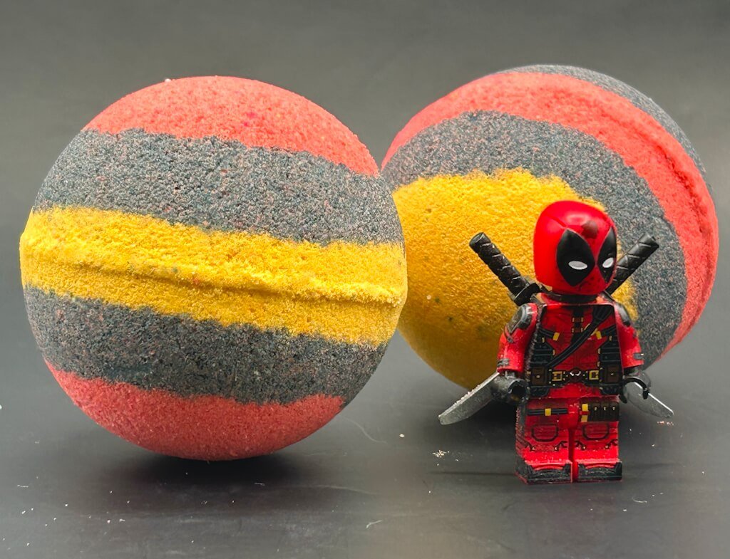 LIMITED EDITION: Deadpool Superhero Bath Bomb with Toy Figure Inside - Berwyn Betty's Bath & Body Shop