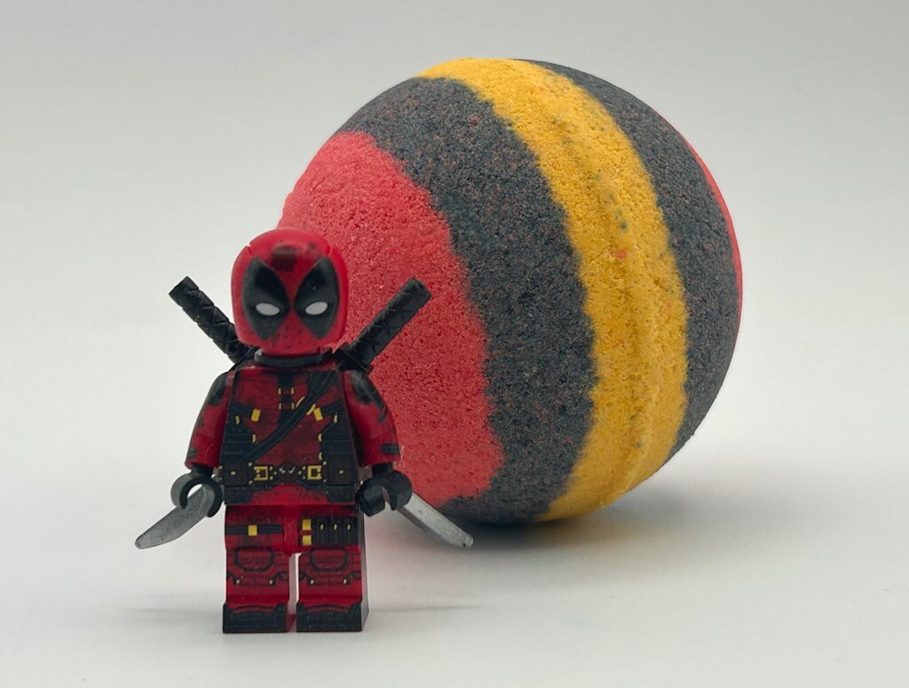 LIMITED EDITION: Deadpool Superhero Bath Bomb with Toy Figure Inside - Berwyn Betty's Bath & Body Shop