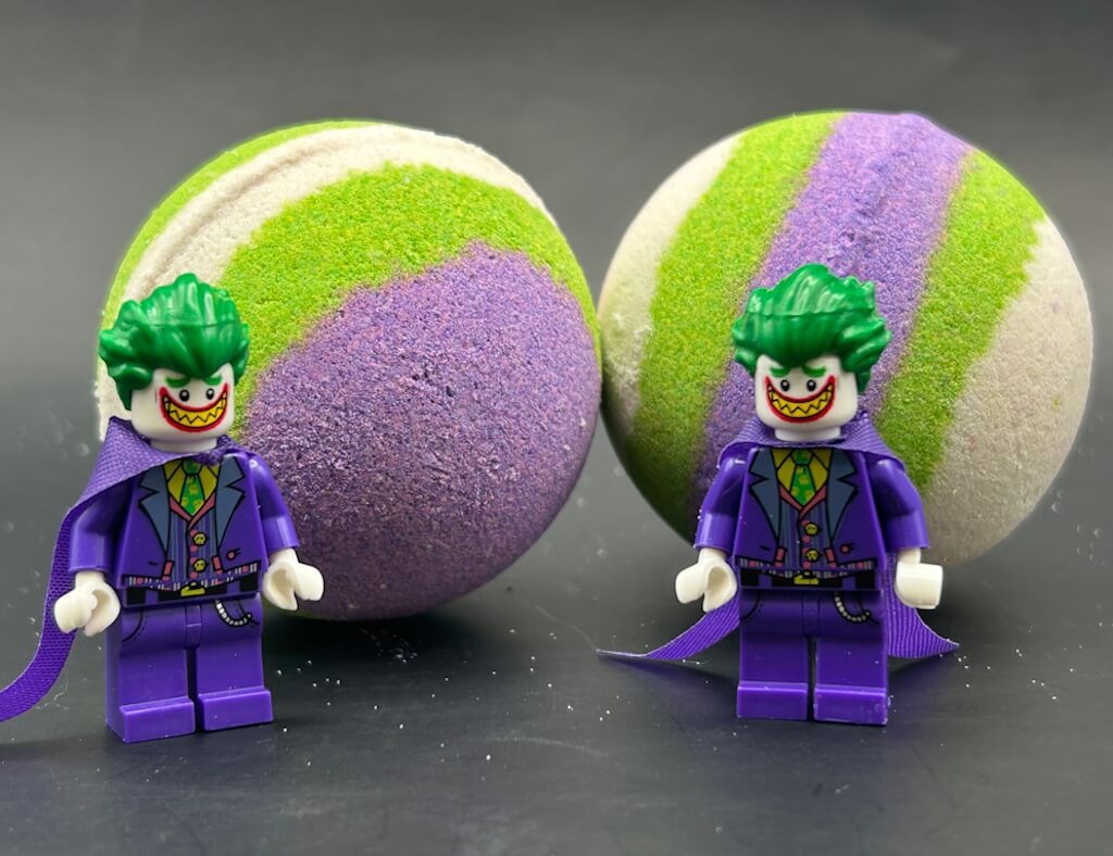 LIMITED EDITION: Joker Superhero Bath Bomb with Toy Figure Inside - Berwyn Betty's Bath & Body Shop
