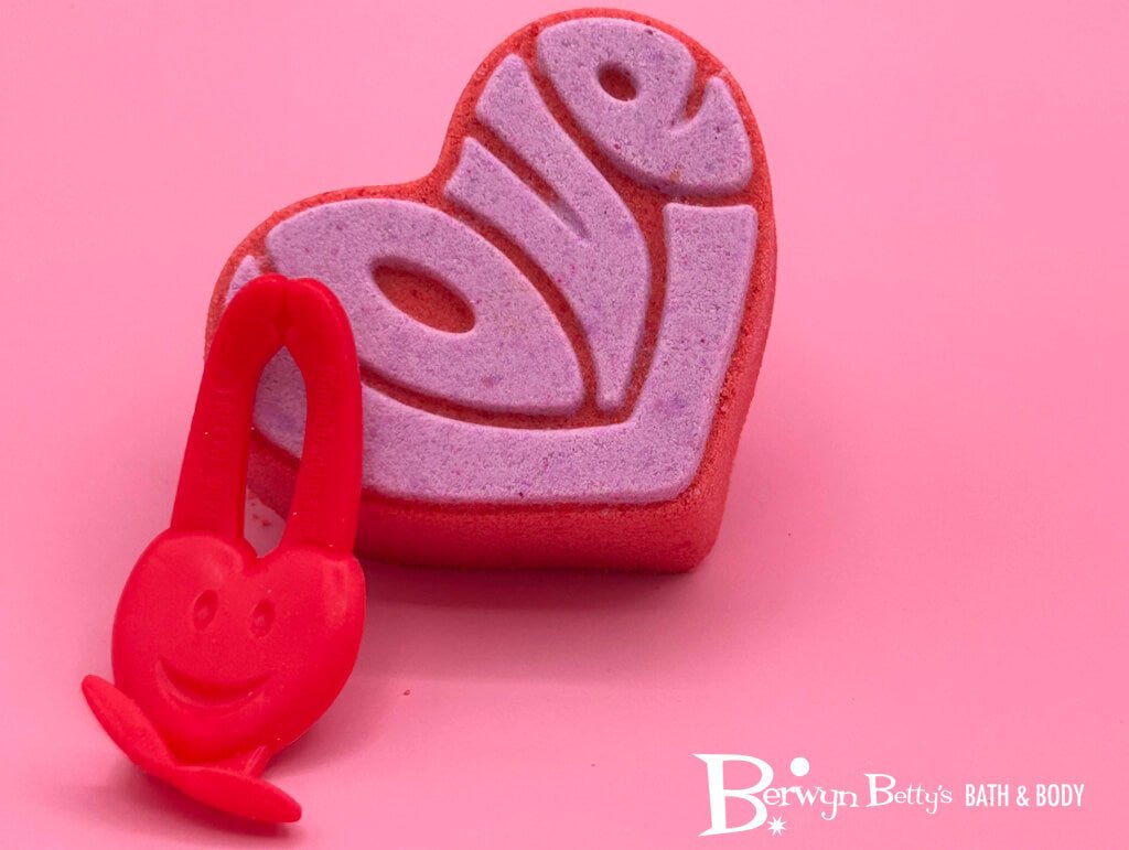 LIMITED EDITION VALENTINE LOVE Kids Bath Bomb with Heart Flinger Toy Inside - Berwyn Betty's Bath & Body Shop