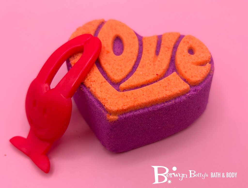 LIMITED EDITION VALENTINE LOVE Kids Bath Bomb with Heart Flinger Toy Inside - Berwyn Betty's Bath & Body Shop