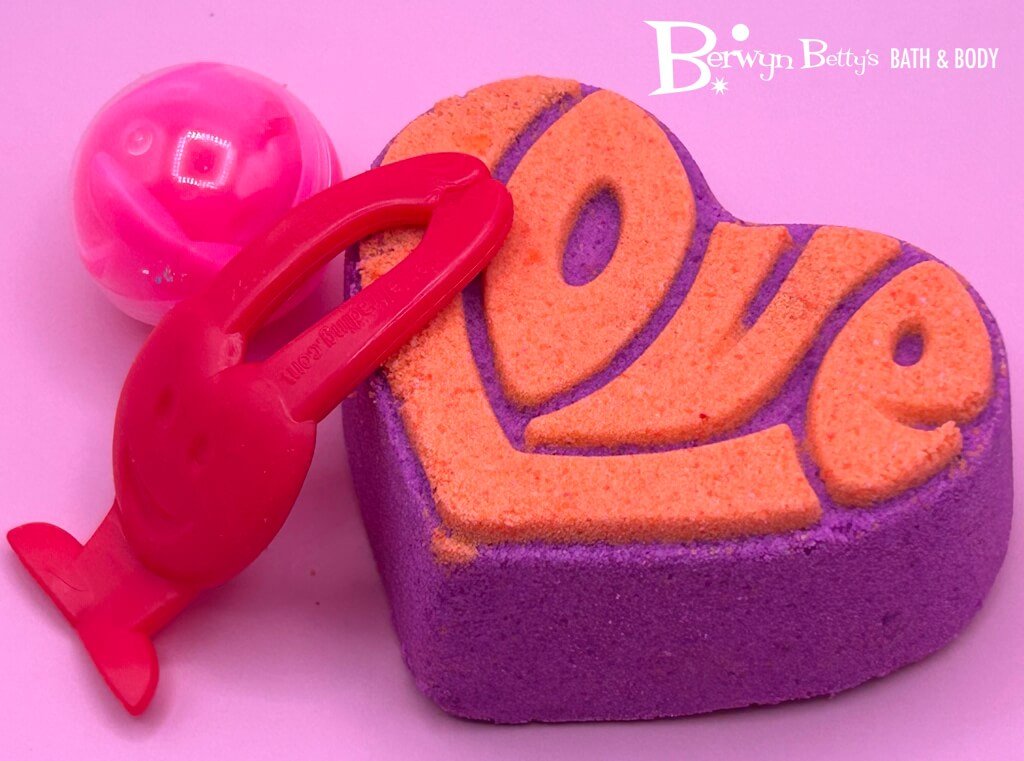 LIMITED EDITION VALENTINE LOVE Kids Bath Bomb with Heart Flinger Toy Inside - Berwyn Betty's Bath & Body Shop