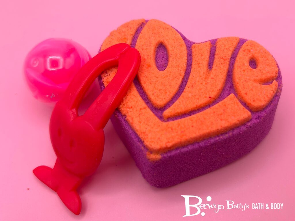 LIMITED EDITION VALENTINE LOVE Kids Bath Bomb with Heart Flinger Toy Inside - Berwyn Betty's Bath & Body Shop