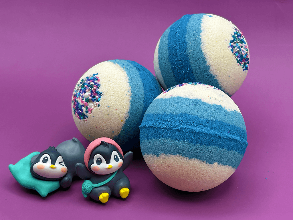 LIMITED EDITION WINTER PENGUIN Kids Bath Bomb with Toy Penguin Inside - Berwyn Betty's Bath & Body Shop