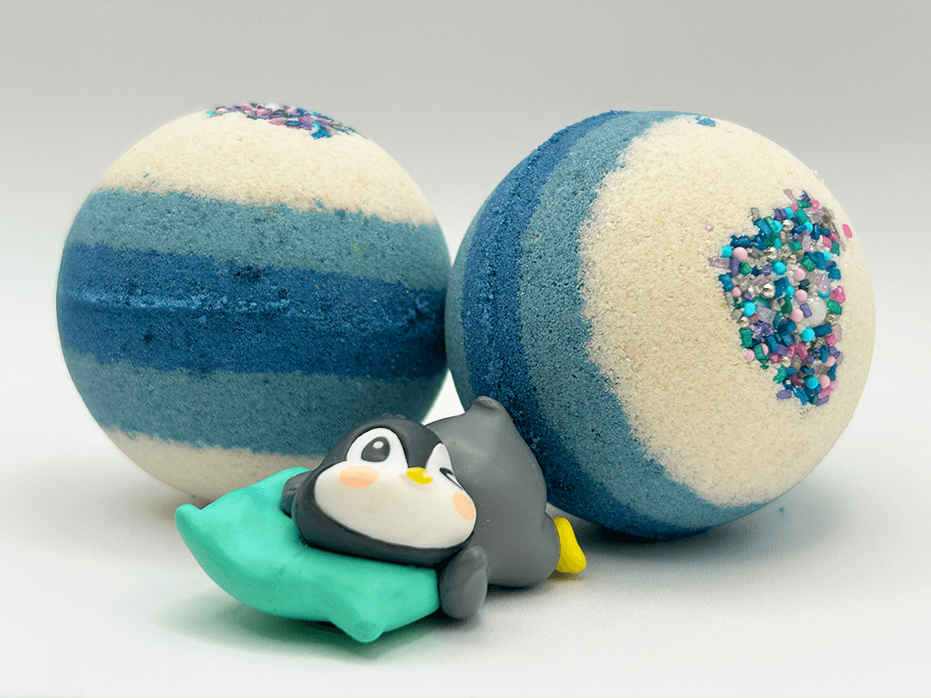 LIMITED EDITION WINTER PENGUIN Kids Bath Bomb with Toy Penguin Inside - Berwyn Betty's Bath & Body Shop