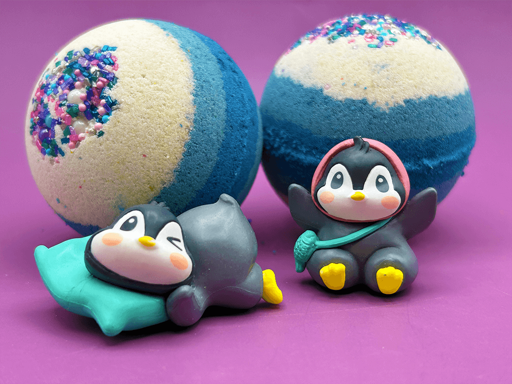 LIMITED EDITION WINTER PENGUIN Kids Bath Bomb with Toy Penguin Inside - Berwyn Betty's Bath & Body Shop