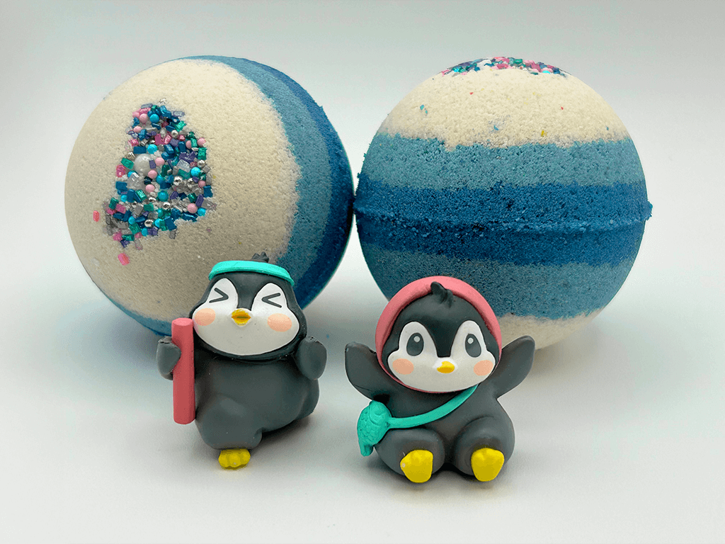 LIMITED EDITION WINTER PENGUIN Kids Bath Bomb with Toy Penguin Inside - Berwyn Betty's Bath & Body Shop