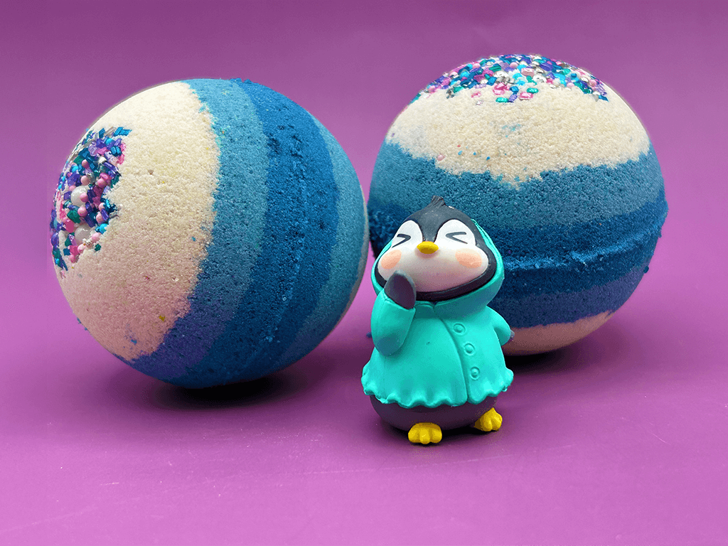 LIMITED EDITION WINTER PENGUIN Kids Bath Bomb with Toy Penguin Inside - Berwyn Betty's Bath & Body Shop
