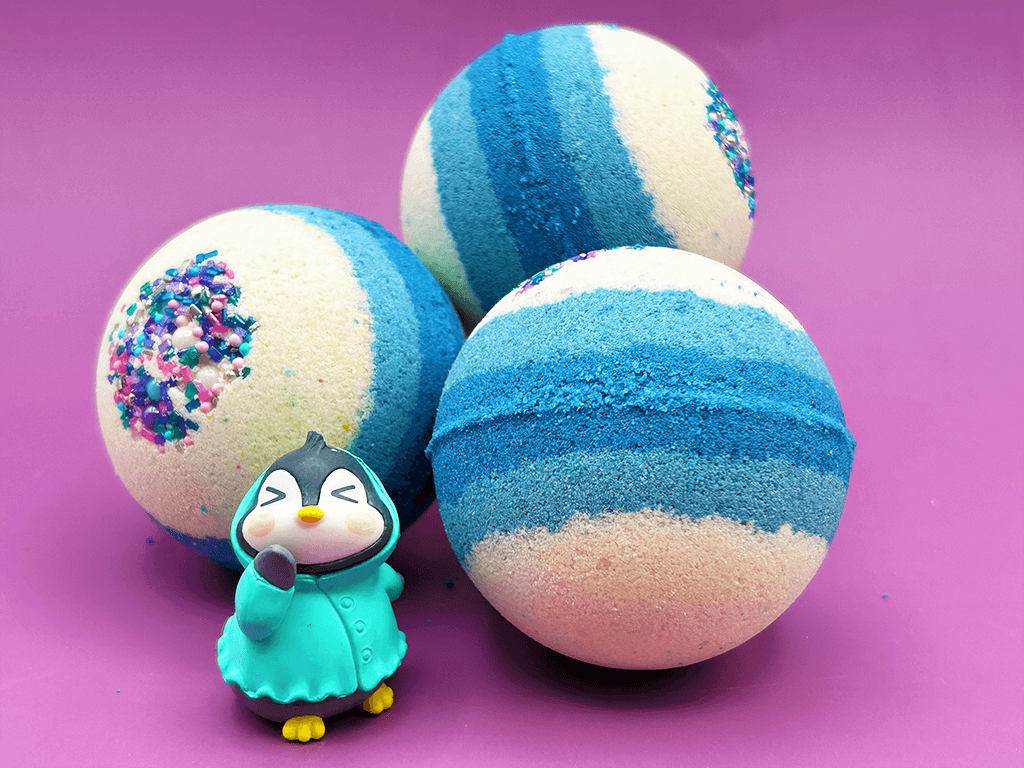 LIMITED EDITION WINTER PENGUIN Kids Bath Bomb with Toy Penguin Inside - Berwyn Betty's Bath & Body Shop