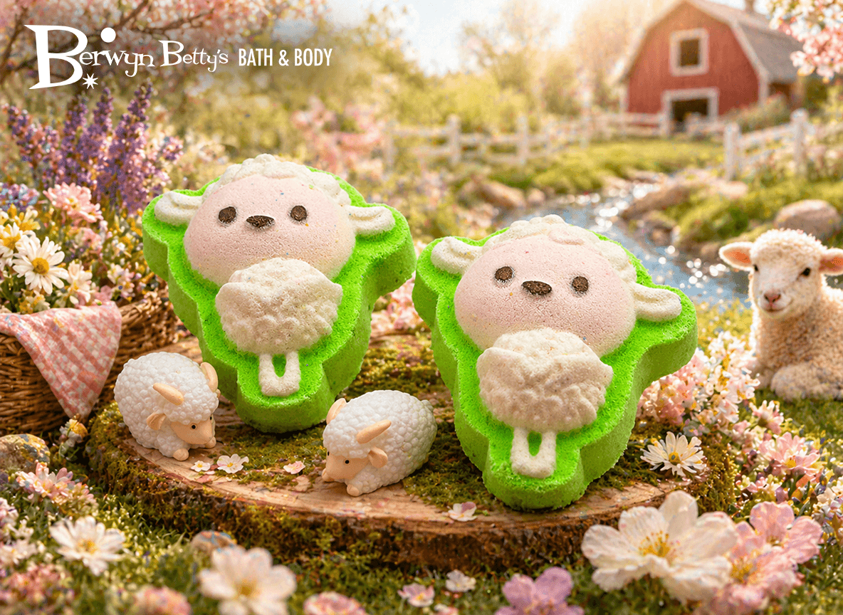 Little Spring Lamb Kids Bath Bomb with Sheep Figure Inside - Berwyn Betty's Bath & Body Shop