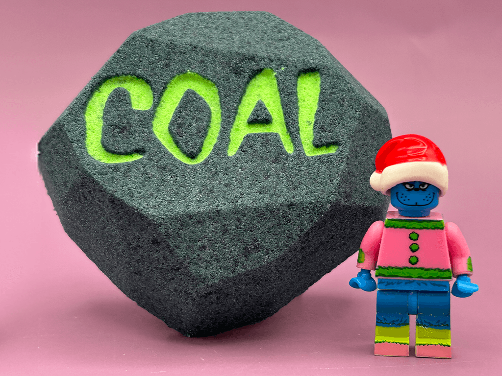 Lump of Coal Kids Bath Bomb with Limited Edition NEW Grinch Toy Inside - Berwyn Betty's Bath & Body Shop