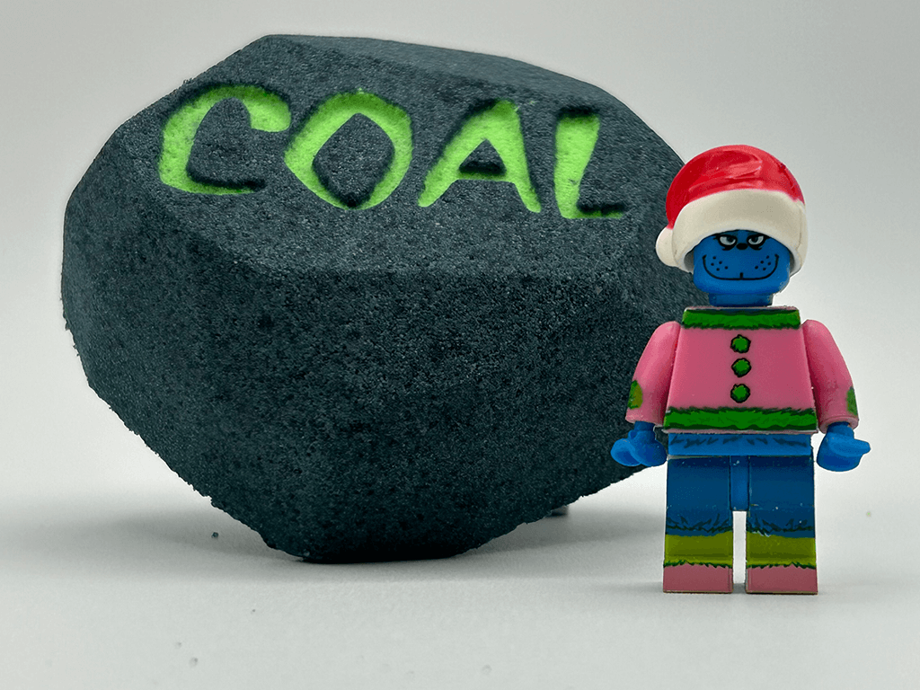 Lump of Coal Kids Bath Bomb with Limited Edition NEW Grinch Toy Inside - Berwyn Betty's Bath & Body Shop