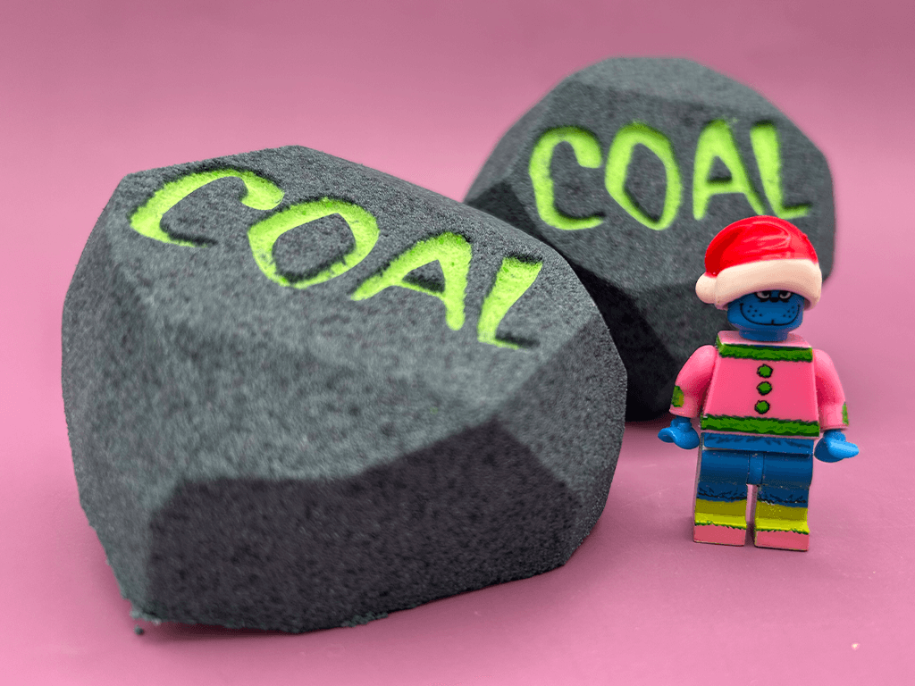 Lump of Coal Kids Bath Bomb with Limited Edition NEW Grinch Toy Inside - Berwyn Betty's Bath & Body Shop