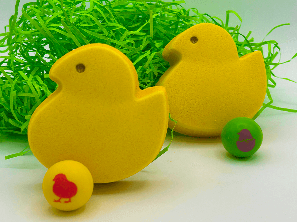Marshmallow Chick Kids Bath Bomb with Easter Rubber Ball Inside - Berwyn Betty's Bath & Body Shop