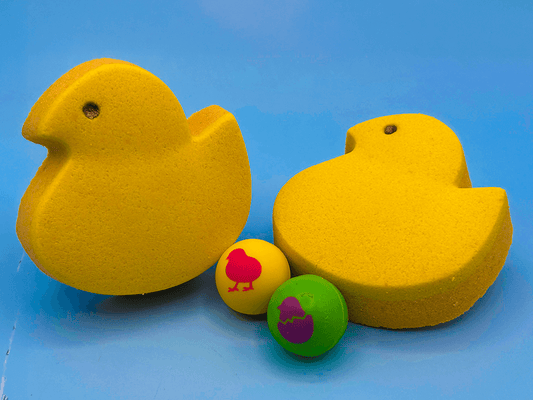 Marshmallow Chick Kids Bath Bomb with Easter Rubber Ball Inside - Berwyn Betty's Bath & Body Shop