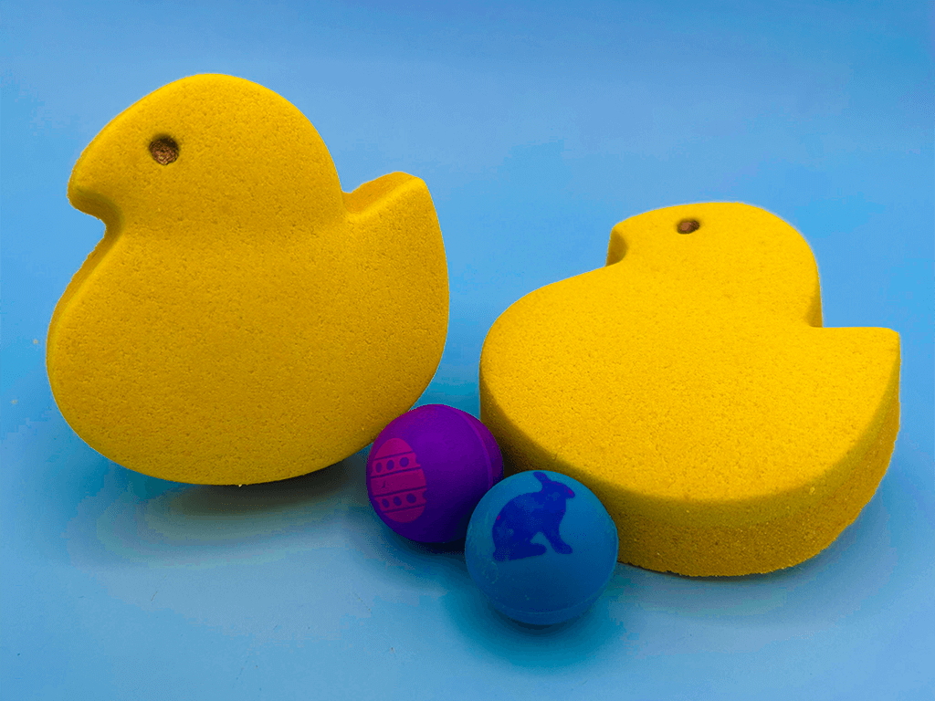 Marshmallow Chick Kids Bath Bomb with Easter Rubber Ball Inside - Berwyn Betty's Bath & Body Shop