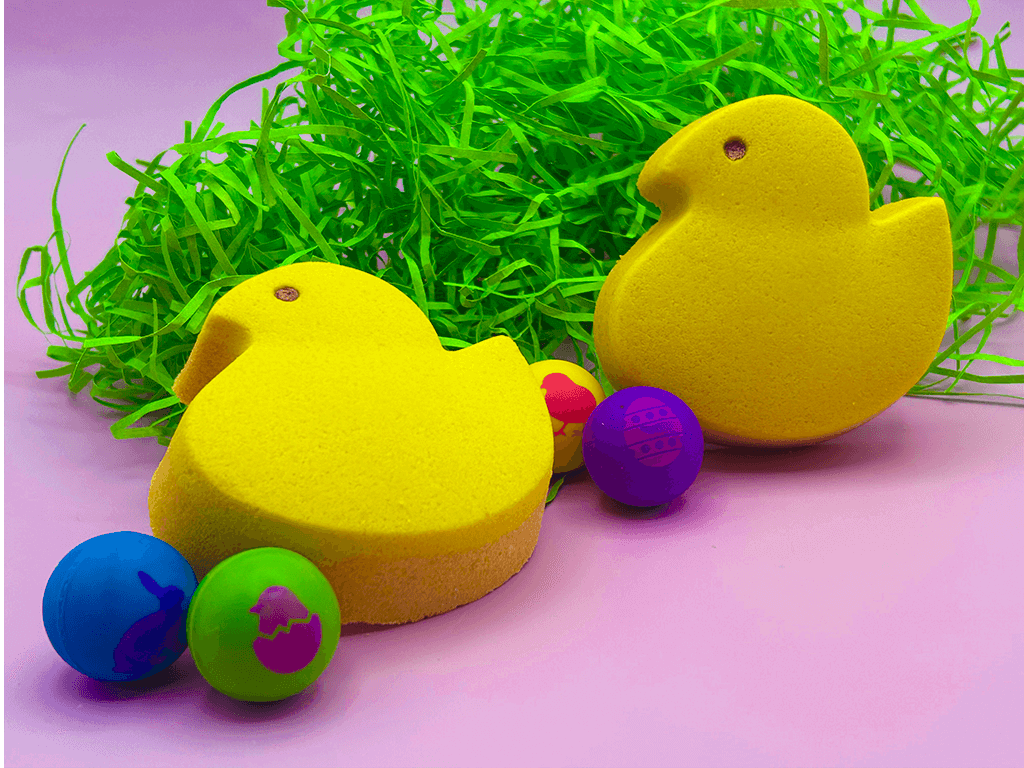 Marshmallow Chick Kids Bath Bomb with Easter Rubber Ball Inside - Berwyn Betty's Bath & Body Shop