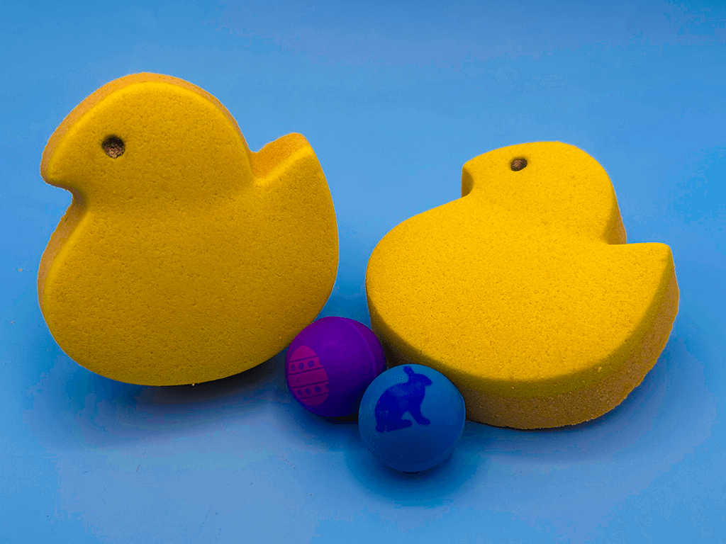 Marshmallow Chick Kids Bath Bomb with Easter Rubber Ball Inside - Berwyn Betty's Bath & Body Shop